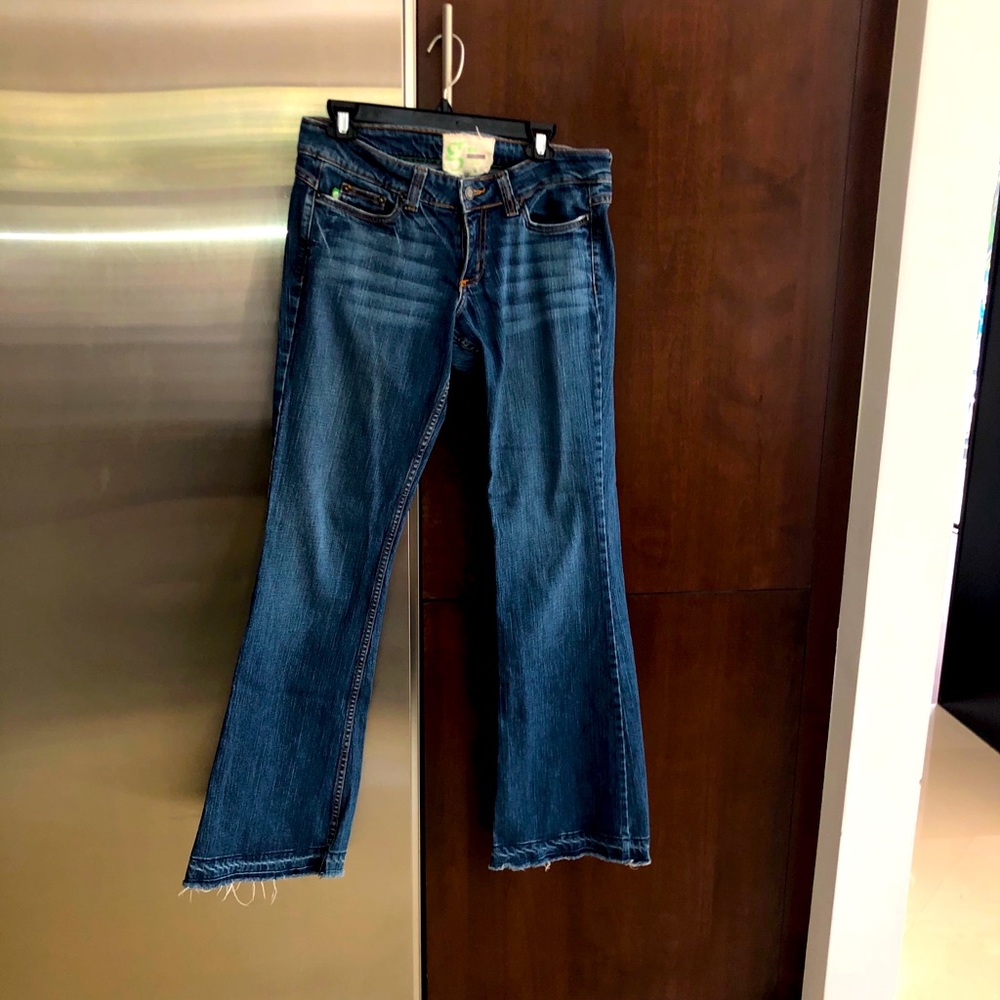 Grass  Blue Jeans-boot leg/tiny fringe hem size 31
